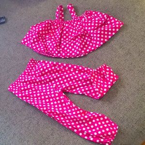 Toddler pink and white polka dot outfit